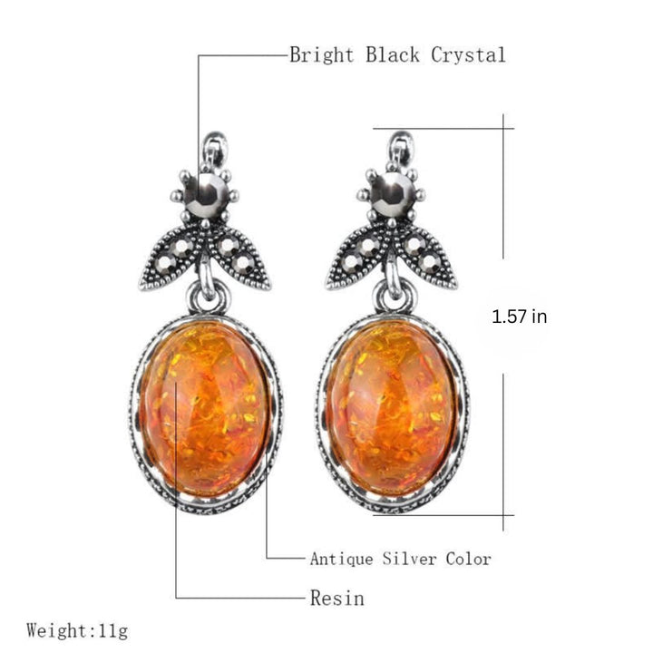 Retro Flower Earrings with Amber - Nora-Nora Luxe