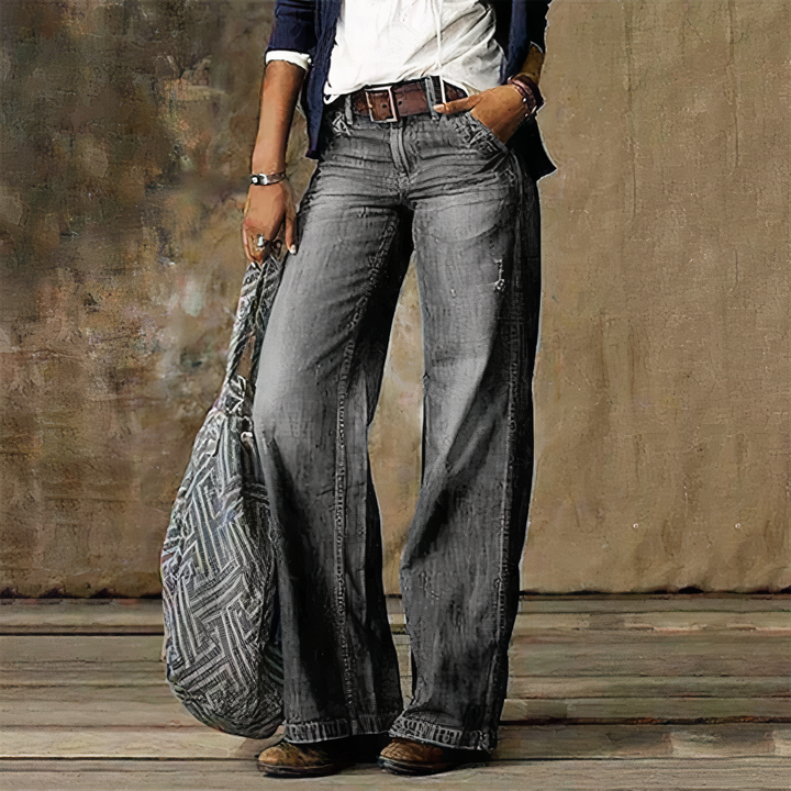 Retro High-Waist Jeans - Aurora-Light grey-S-Nora Luxe