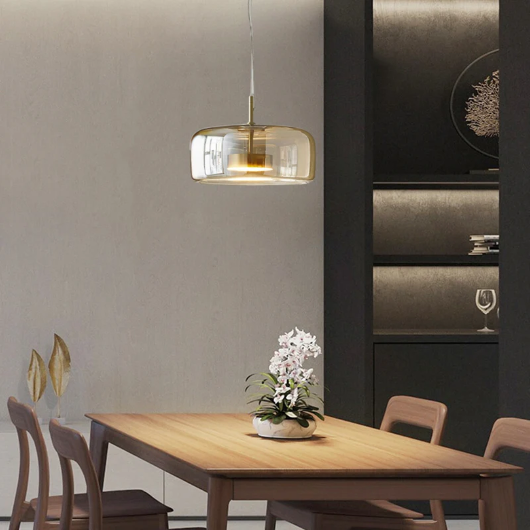 Retro LED Pendant Lamp - VintageGlow-Amber-13.77 in-Warm White-Nora Luxe