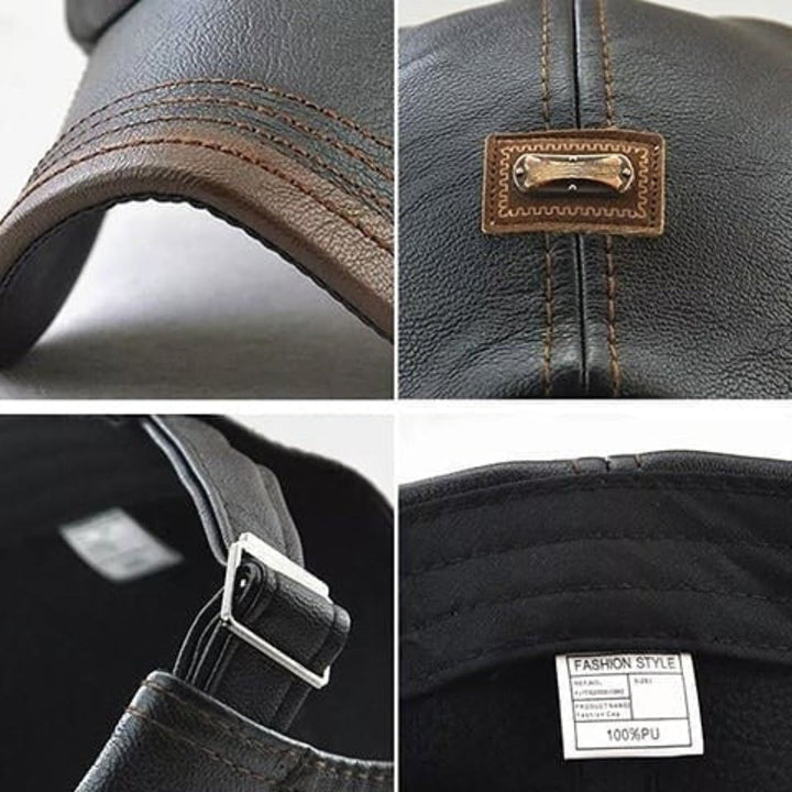 Retro Men's Leather Beret - HeritageCap-Black-Nora Luxe