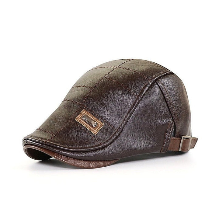 Retro Men's Leather Beret - HeritageCap-Dark brown-Nora Luxe