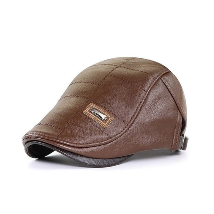 Retro Men's Leather Beret - HeritageCap-Light brown-Nora Luxe