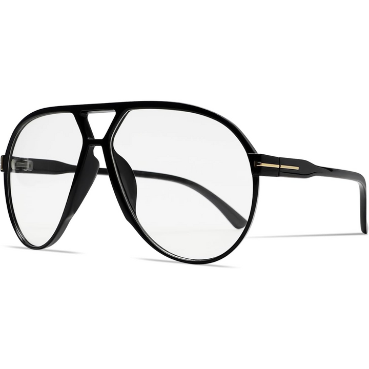 Retro Oversized Aviator Sunglasses - Amara-Black Clear-Nora Luxe