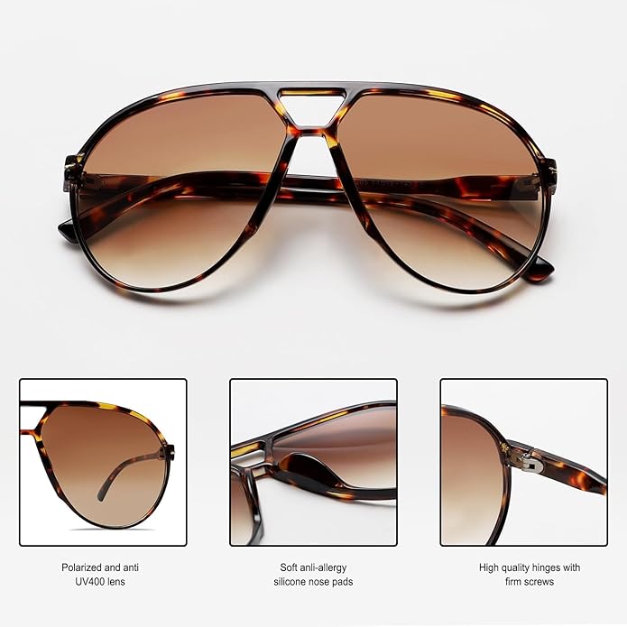 Retro Oversized Aviator Sunglasses - Amara-Black Clear-Nora Luxe