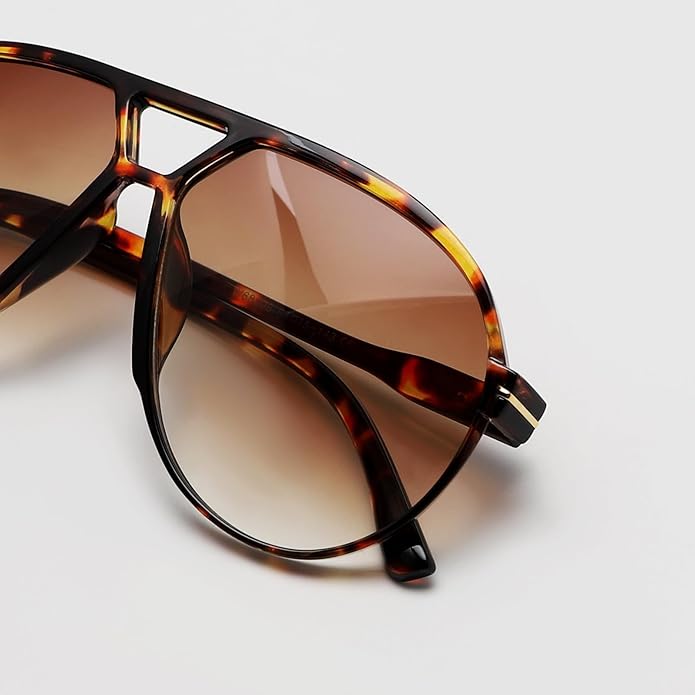 Retro Oversized Aviator Sunglasses - Amara-Black Clear-Nora Luxe