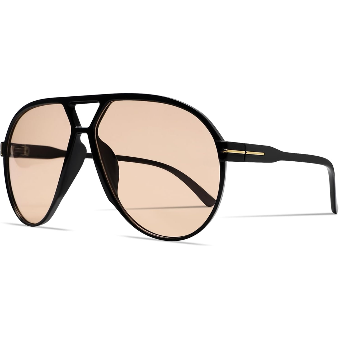 Retro Oversized Aviator Sunglasses - Amara-Black Peach-Nora Luxe