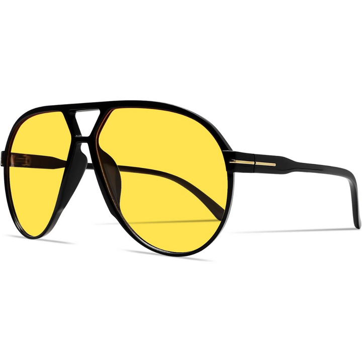Retro Oversized Aviator Sunglasses - Amara-Black Yellow-Nora Luxe