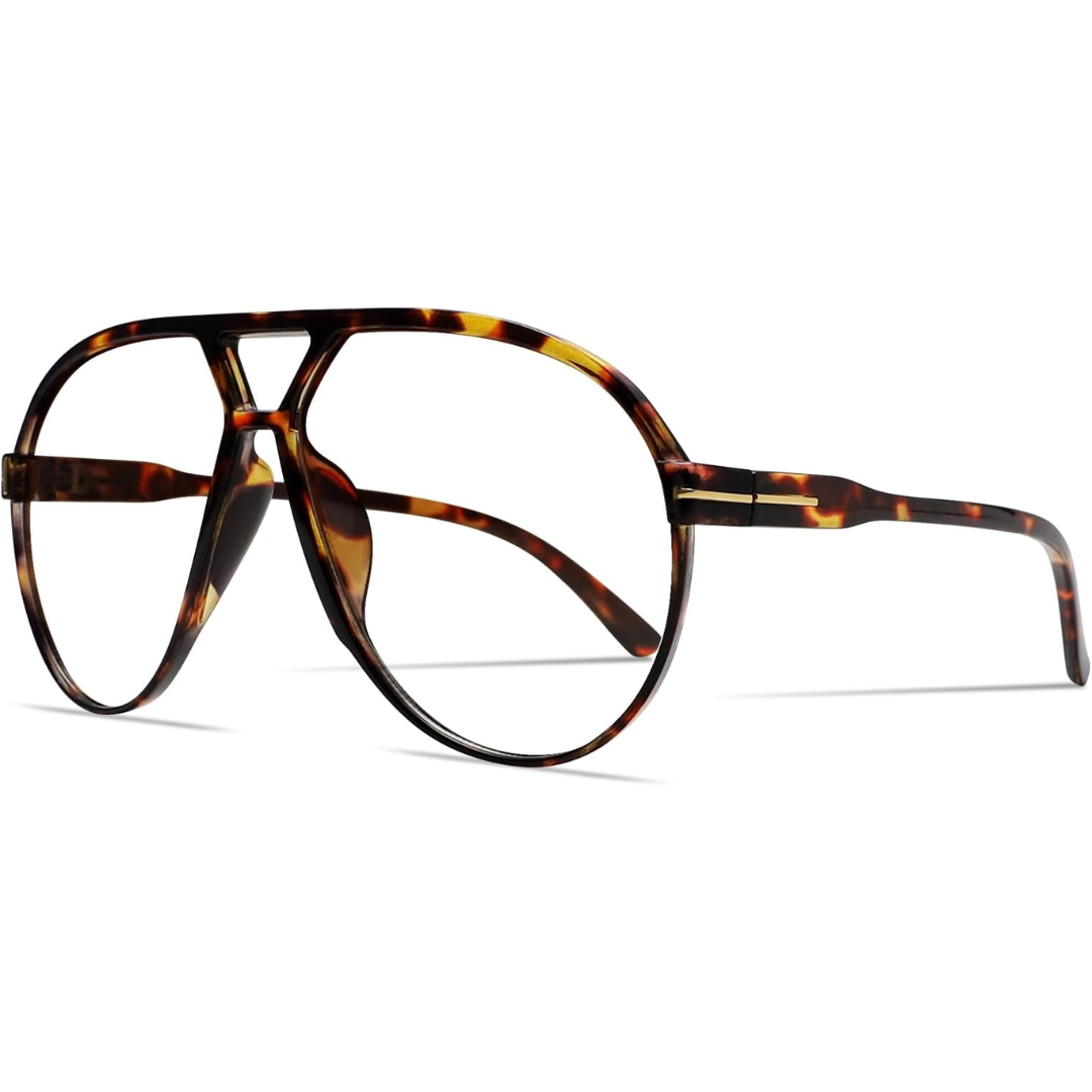 Retro Oversized Aviator Sunglasses - Amara-Turtle Clear-Nora Luxe