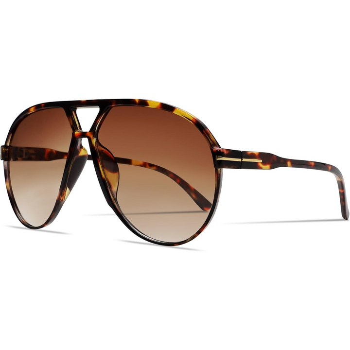 Retro Oversized Aviator Sunglasses - Amara-Turtle Gradient Brown-Nora Luxe