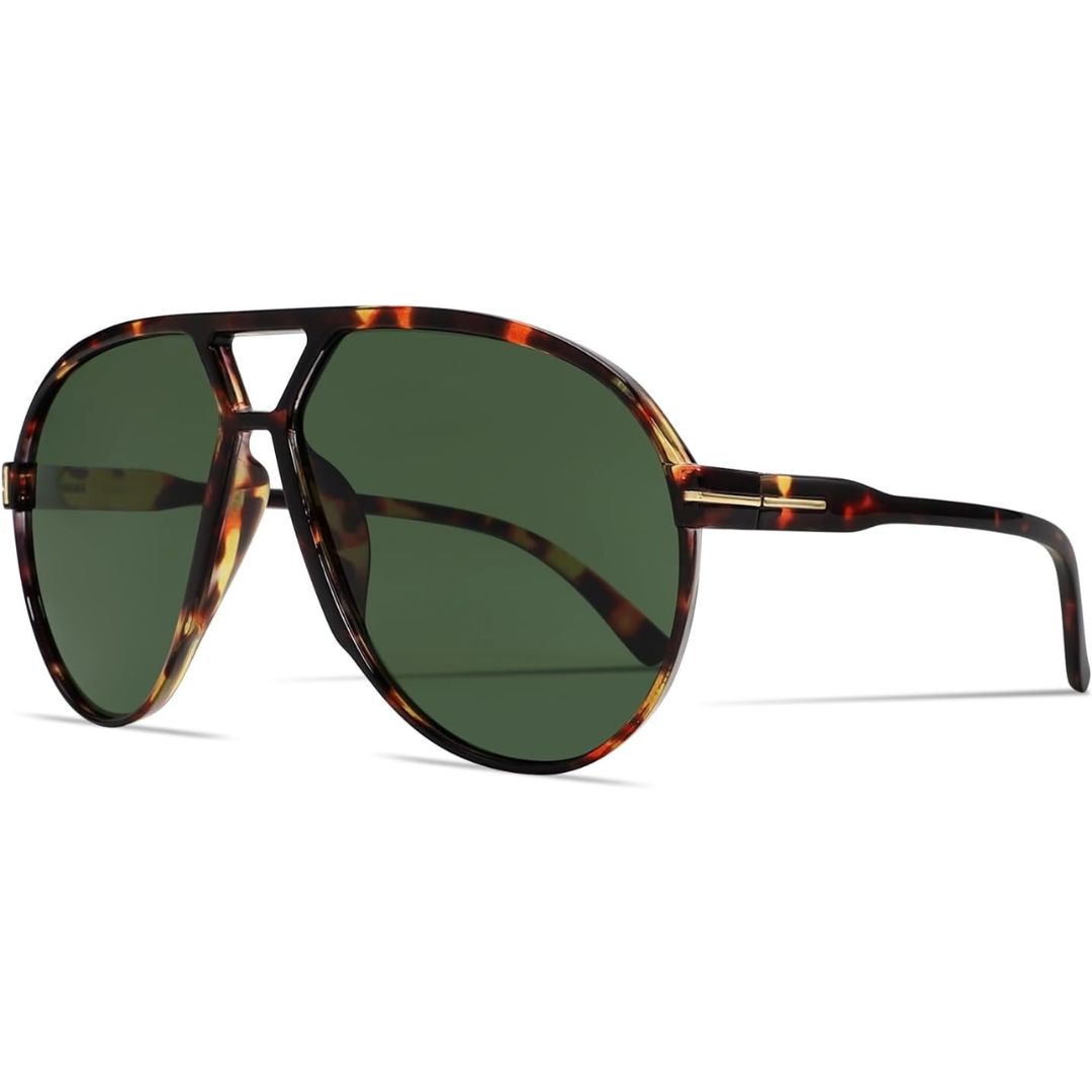 Retro Oversized Aviator Sunglasses - Amara-Turtle Green-Nora Luxe
