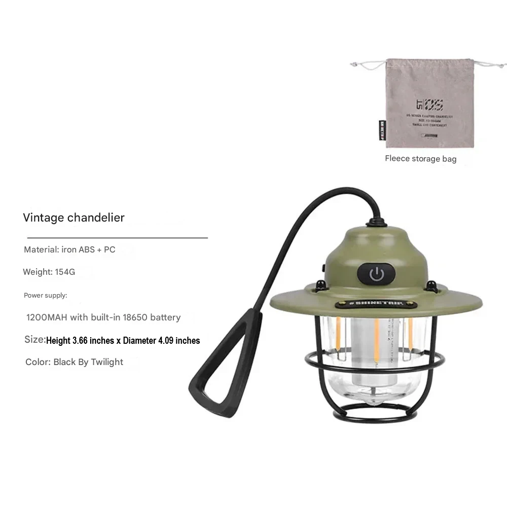 Retro Rechargeable LED Camping Lantern - NostalgiaGlow-Green-Nora Luxe