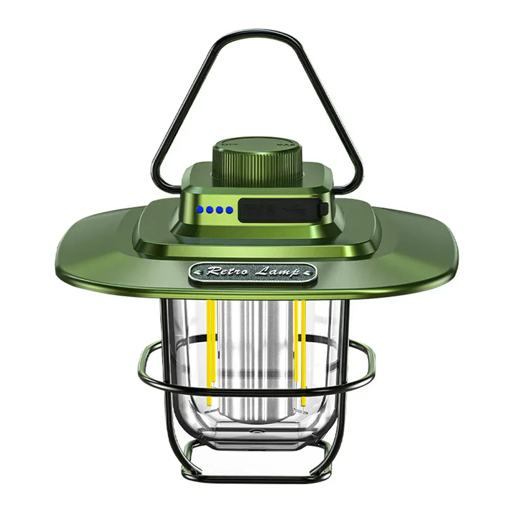 Retro Rechargeable LED Camping Lantern - NostalgiaGlow-Green-Nora Luxe