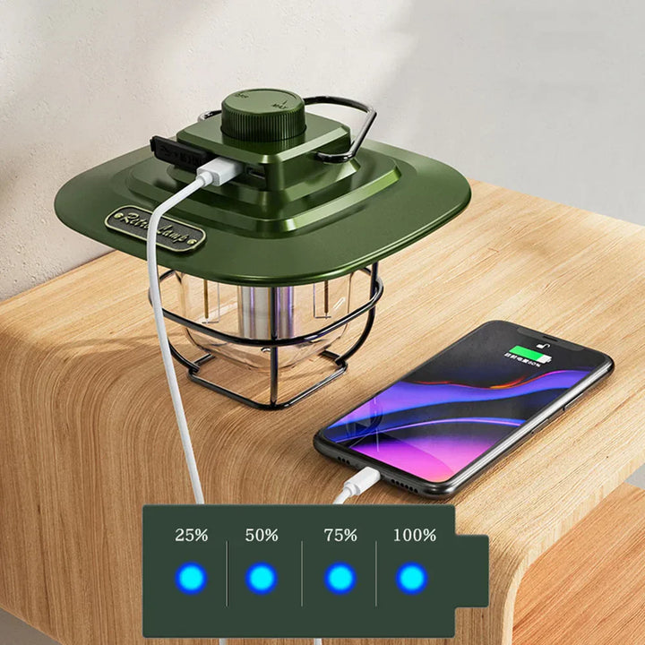 Retro Rechargeable LED Camping Lantern - NostalgiaGlow-Green-Nora Luxe