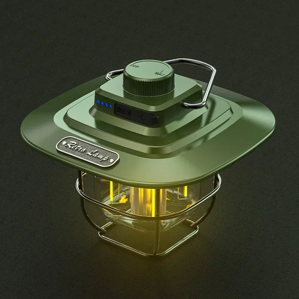 Retro Rechargeable LED Camping Lantern - NostalgiaGlow-Green-Nora Luxe