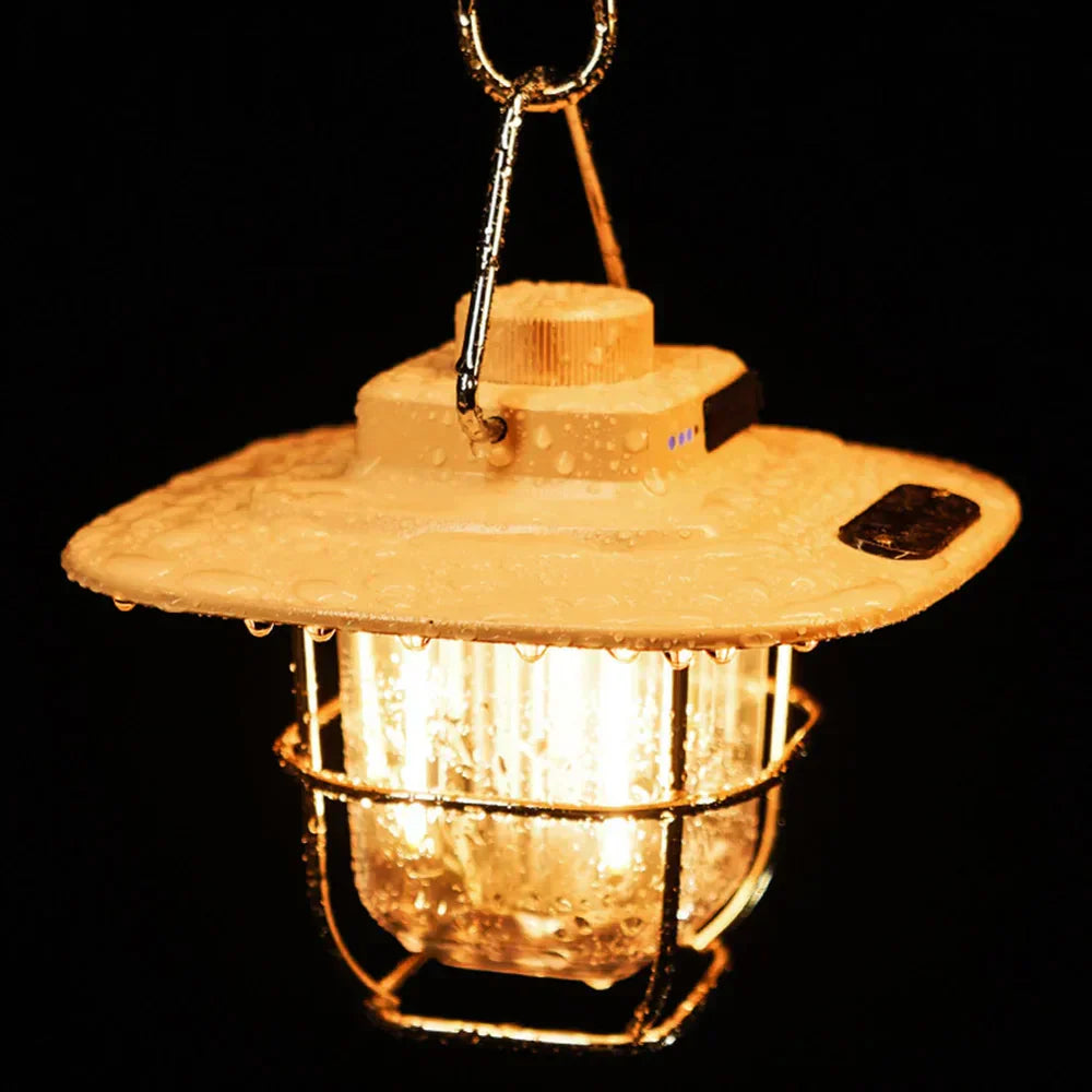 Retro Rechargeable LED Camping Lantern - NostalgiaGlow-Khaki-Nora Luxe