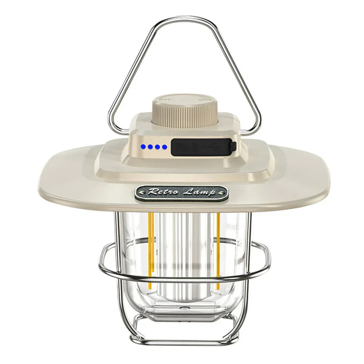 Retro Rechargeable LED Camping Lantern - NostalgiaGlow-White-Nora Luxe