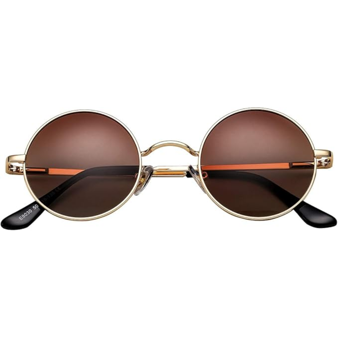 Retro Round Polarized Sunglasses - Lennon-Bronze/Brown-Nora Luxe