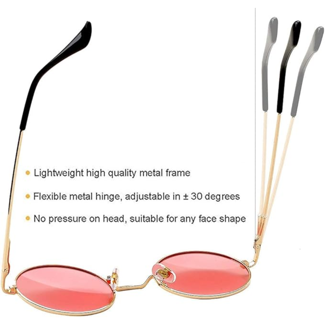 Retro Round Polarized Sunglasses - Lennon-Gold/Clear Purple-Nora Luxe