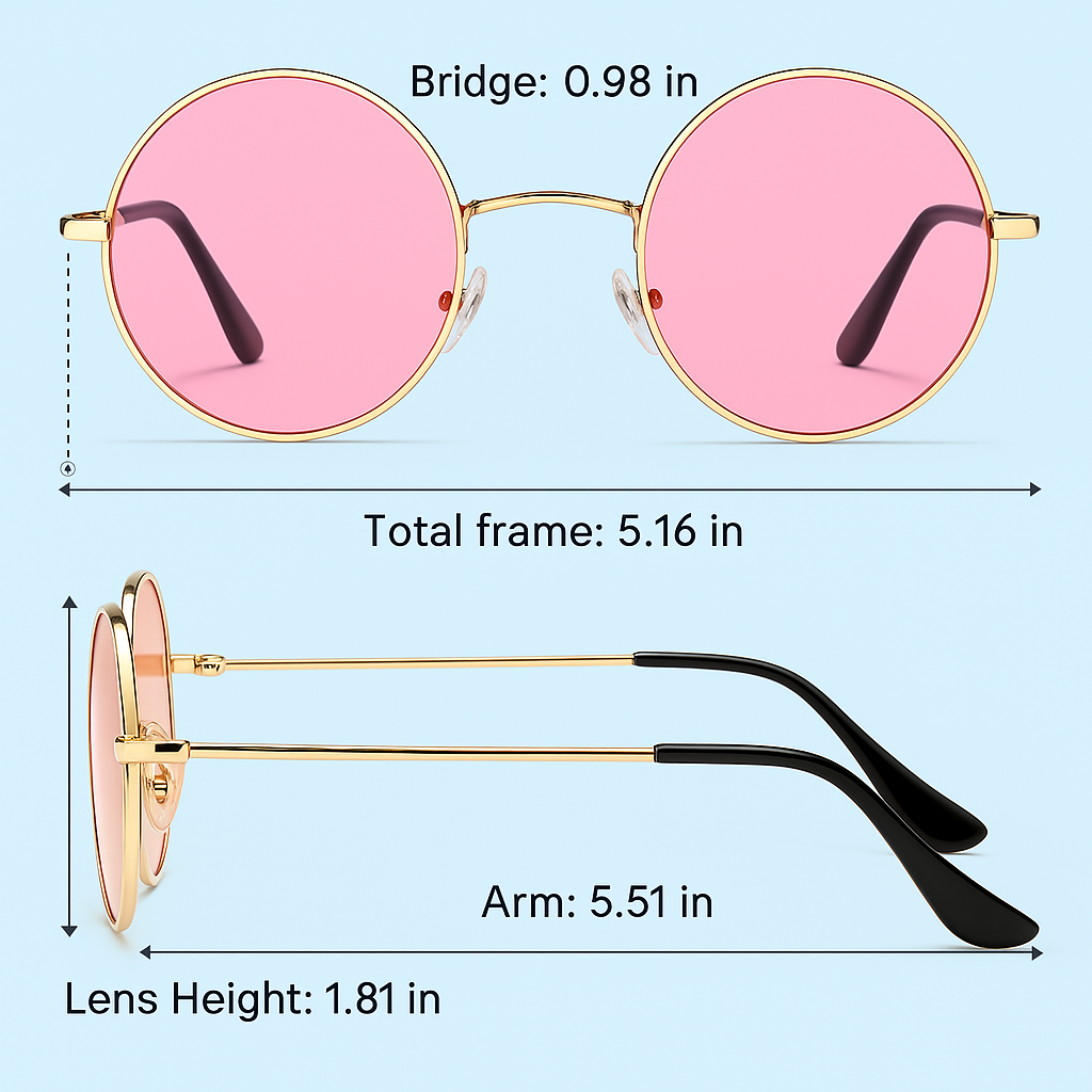 Retro Round Polarized Sunglasses - Lennon-Gold/Clear Purple-Nora Luxe