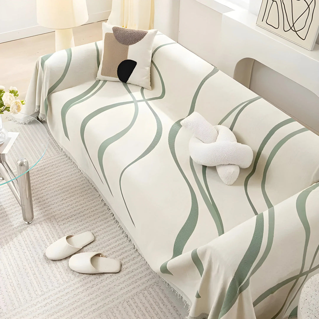 Reversible Chenille/Cotton Sofa Cover - LuxeCasa-70.87″ × 51.18″-Gray-Nora Luxe