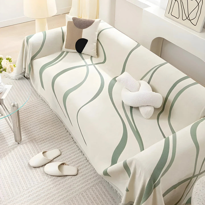 Reversible Chenille/Cotton Sofa Cover - LuxeCasa-70.87″ × 51.18″-Gray-Nora Luxe