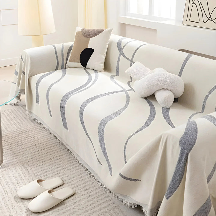 Reversible Chenille/Cotton Sofa Cover - LuxeCasa-70.87″ × 51.18″-Gray-Nora Luxe