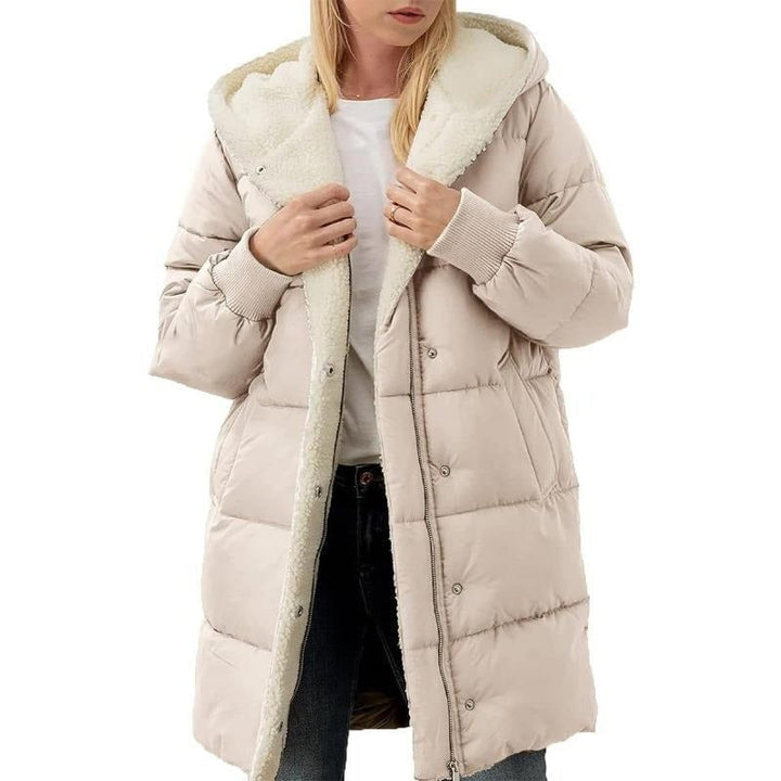 Reversible Cotton Women's Winter Coat with Hood - Nina-Apricot-S-Nora Luxe