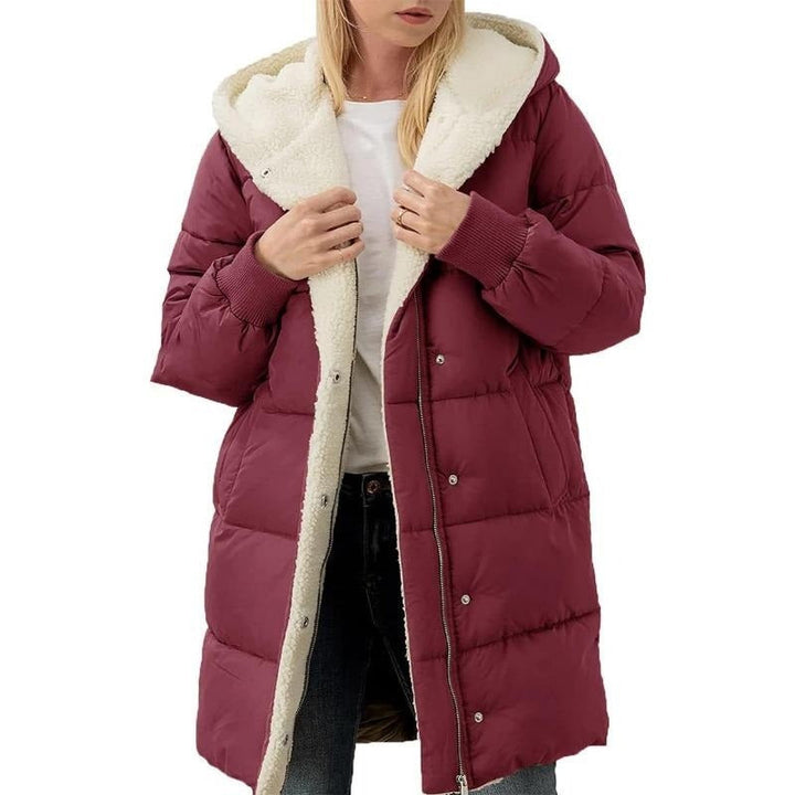 Reversible Cotton Women's Winter Coat with Hood - Nina-Bordeaux-S-Nora Luxe