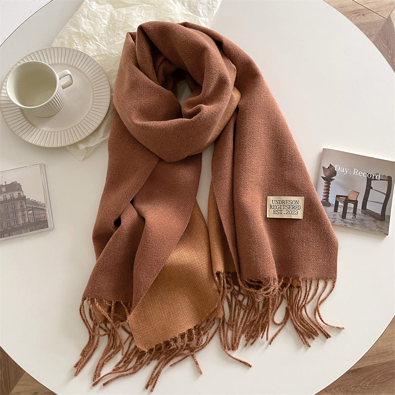 Reversible Pashmina Scarf - Elena-Light Brown-Nora Luxe