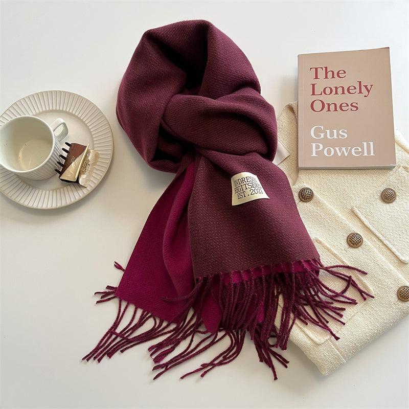 Reversible Pashmina Scarf - Elena-Rosy Brown-Nora Luxe