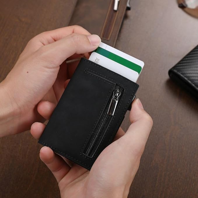 RFID-Protected Slim Wallet – CoreSlide-Black-Nora Luxe