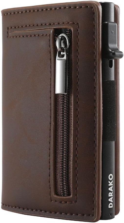 RFID-Protected Slim Wallet – CoreSlide-Brown-Nora Luxe