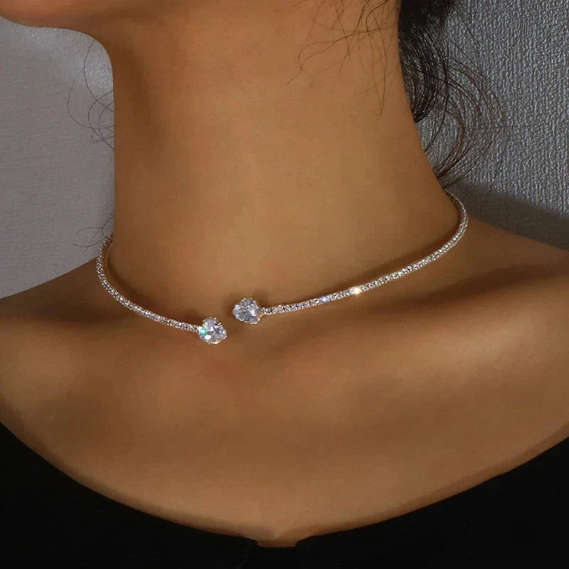 Rhinestone Choker Necklace | Elegant Statement Jewellery-Gold-Nora Luxe