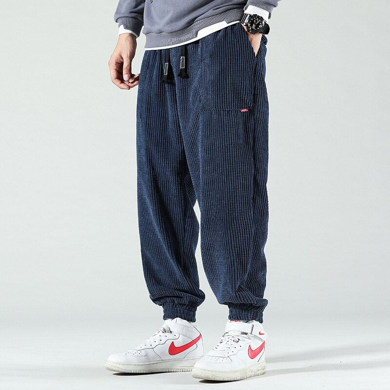 Ribbed Flannel Men's Trousers - Noah-Blue-XS-Nora Luxe