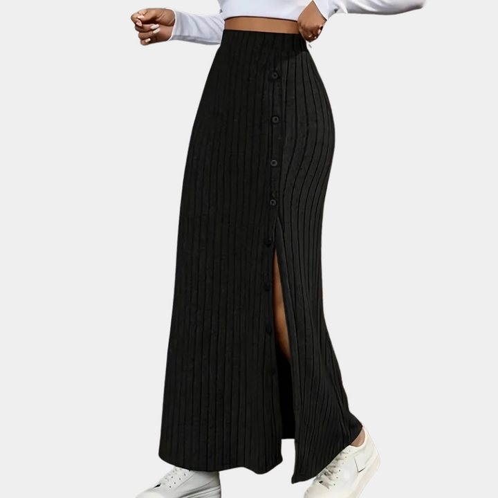 Ribbed Maxi Skirt – Selina-Black-XS-State of Style