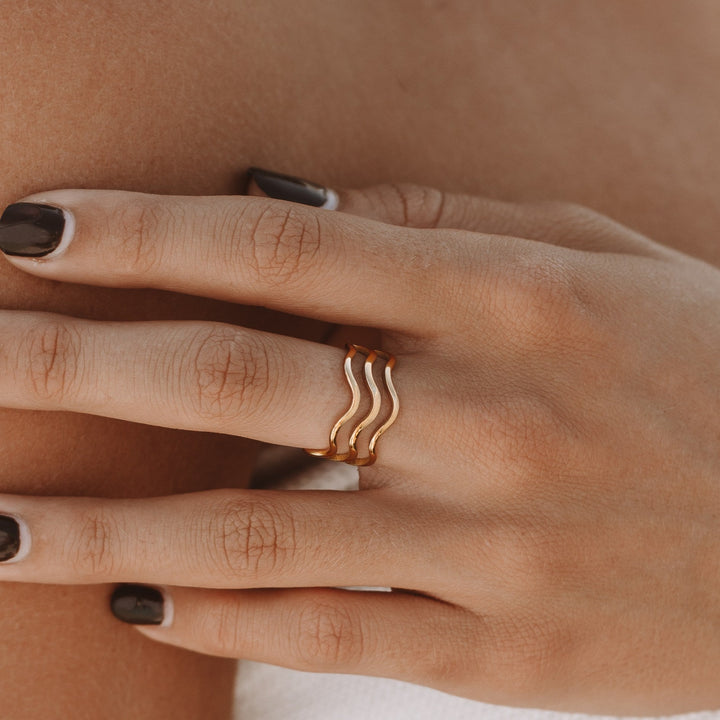 Ring with Wave Design - Nerida-5-Gold-Nora Luxe