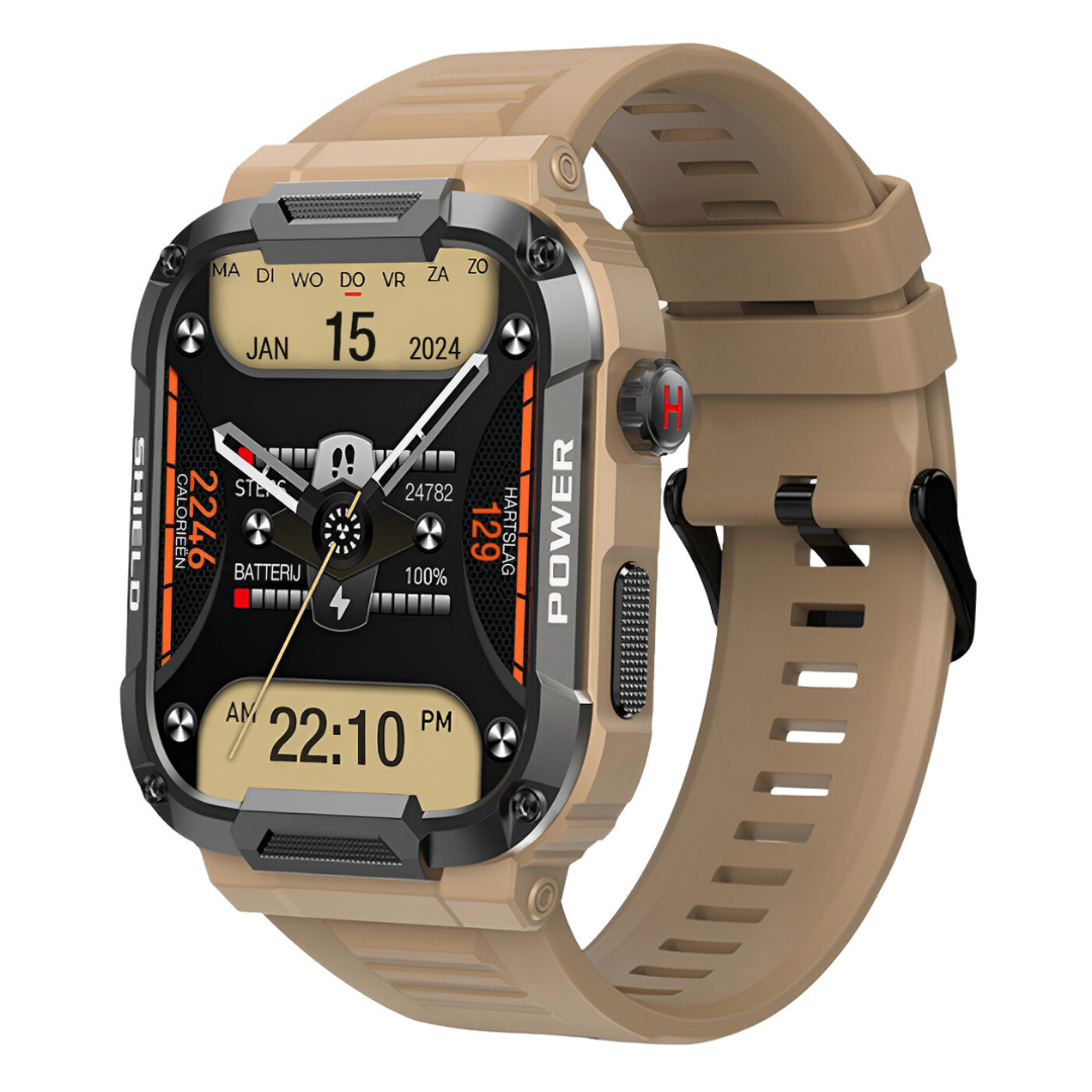 Robust Smartwatch for Men - IronPulse X1-Beige-Nora Luxe