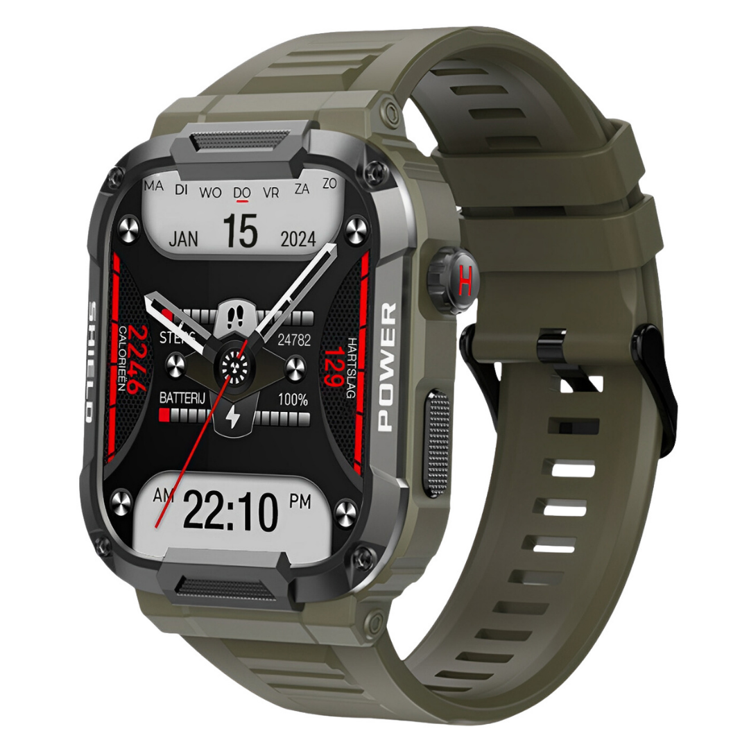 Robust Smartwatch for Men - IronPulse X1-Green-Nora Luxe
