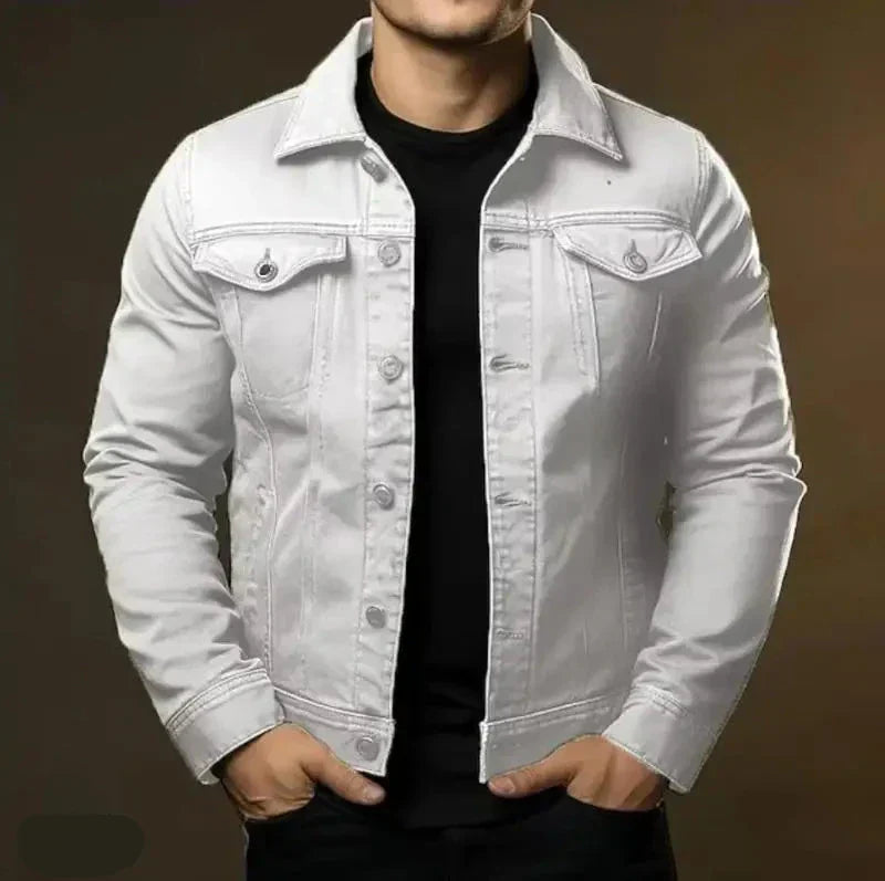Robust & Timeless Men's Denim Jacket made from 100% Cotton - Noah-White-XS-Nora Luxe