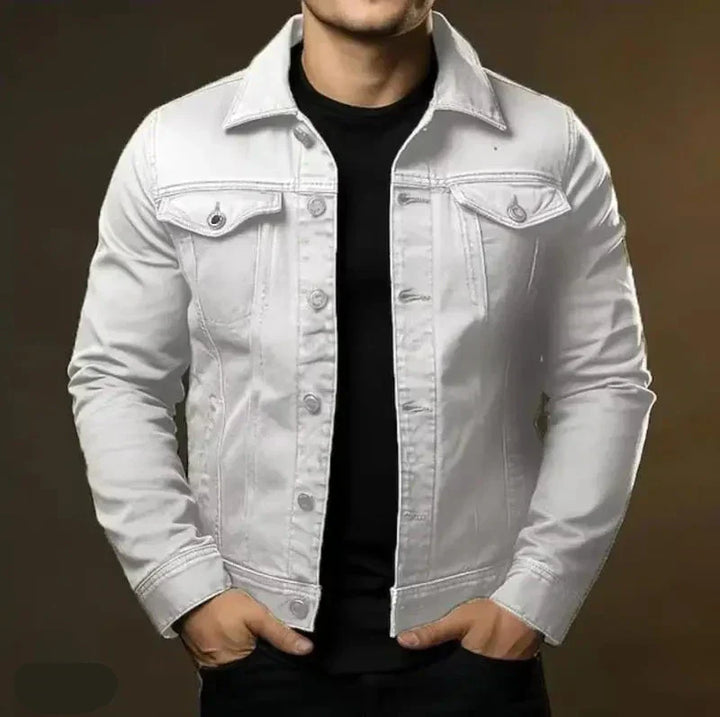 Robust & Timeless Men's Denim Jacket made from 100% Cotton - Noah-White-XS-Nora Luxe