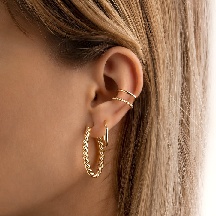 Rol-shaped Creole Earring - Isabelle-Gold-Nora Luxe