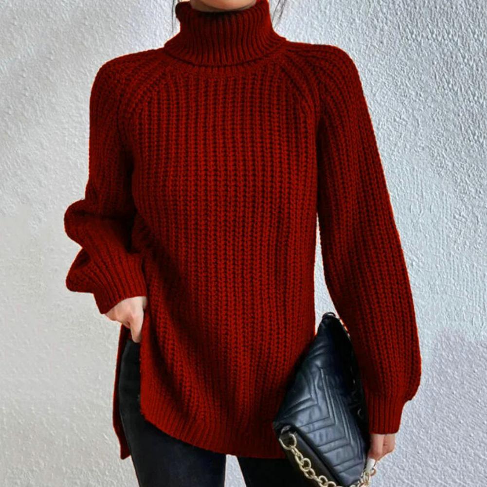 Roll-neck jumper for women - Velmora-Bordeaux red-S-Nora Luxe