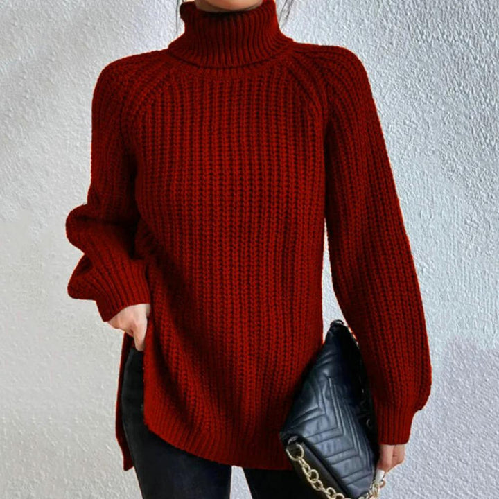 Roll-neck jumper for women - Velmora-Bordeaux red-S-Nora Luxe
