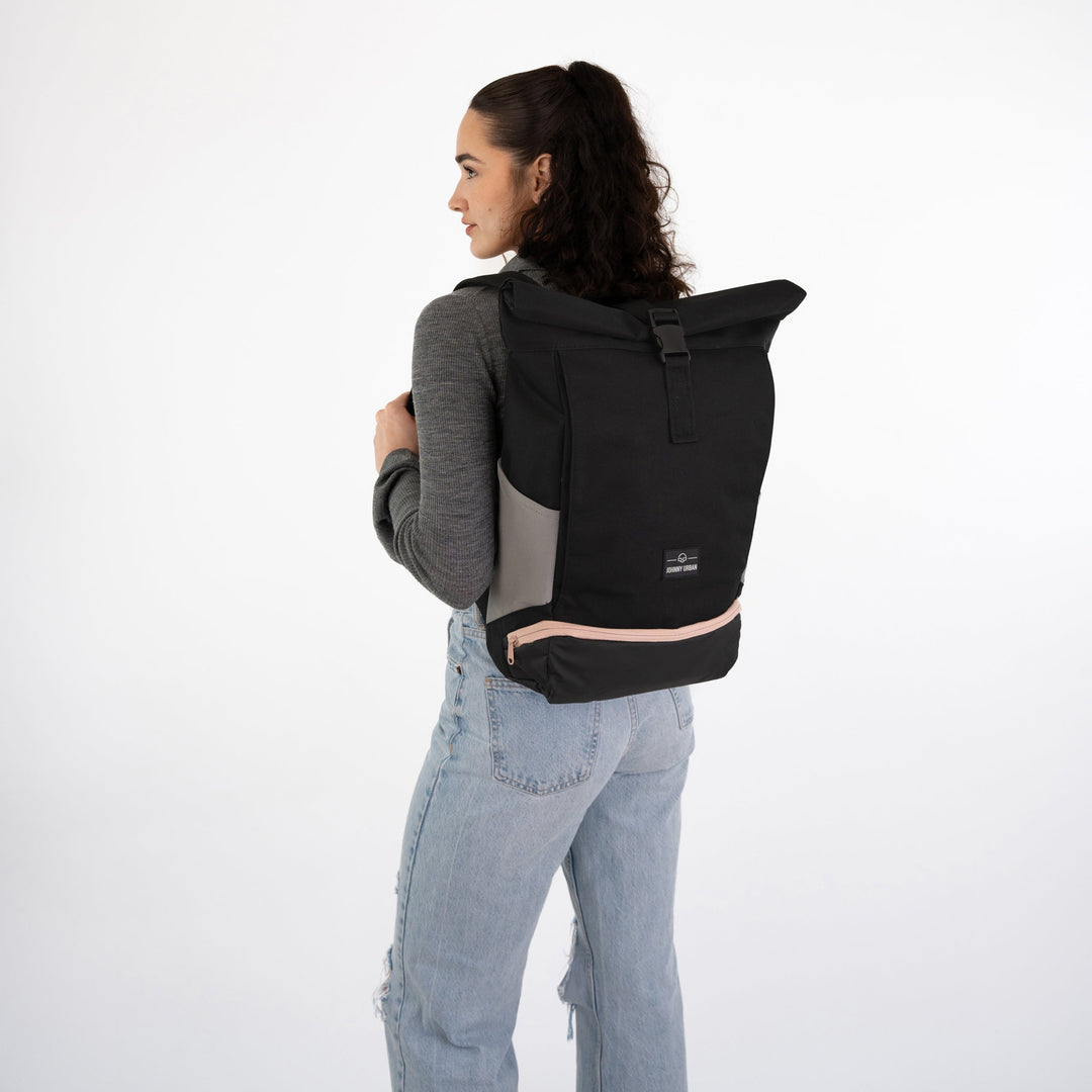 Rolltop Backpack – UrbanFlow-Black-Nora Luxe