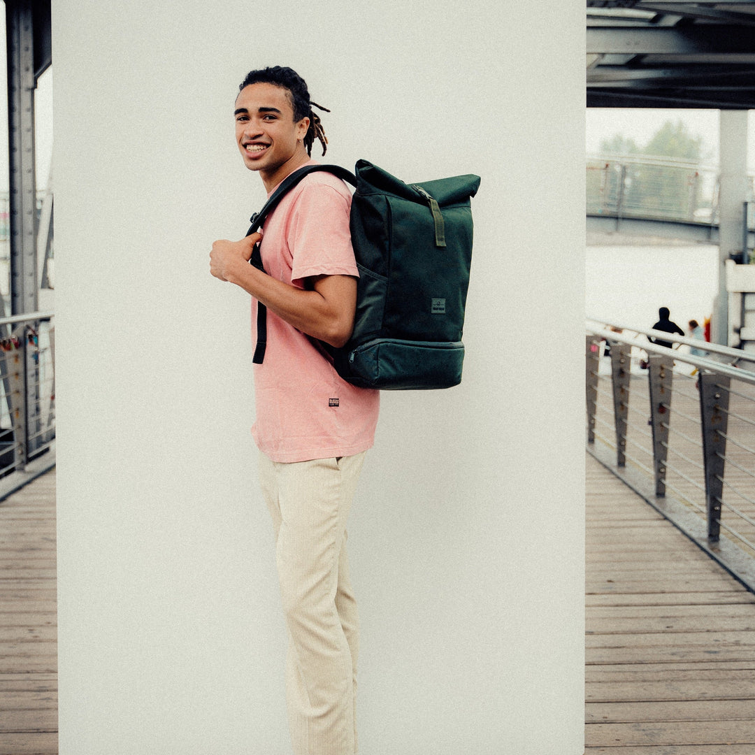Rolltop Backpack – UrbanFlow-Black-Nora Luxe