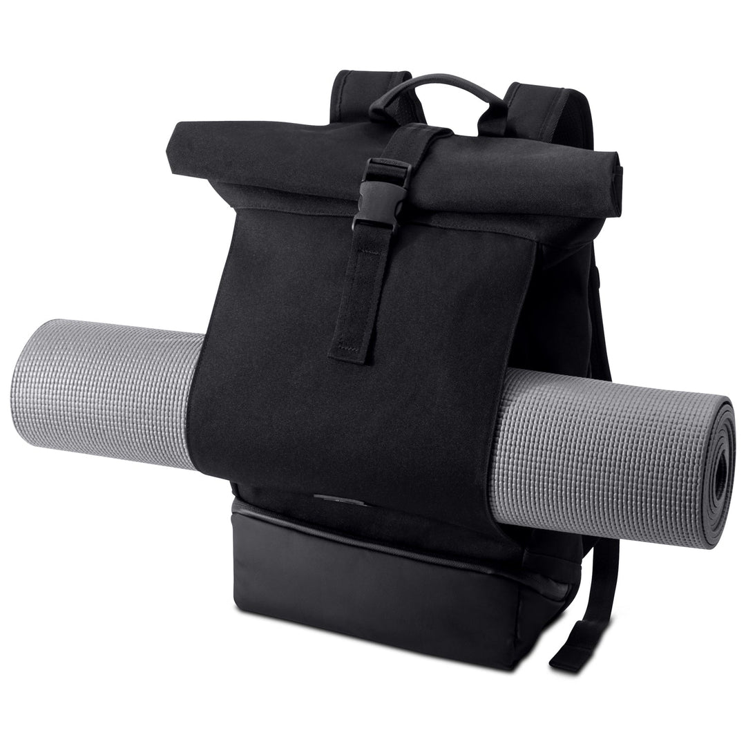 Rolltop Backpack – UrbanFlow-Black-Nora Luxe