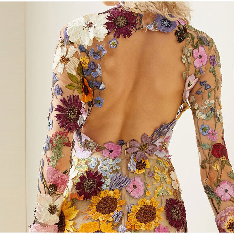 Romantic Flower Dress with Fine Details - Isabella-Pink-S-Nora Luxe