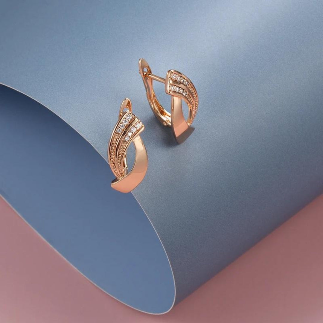 Rose Gold Zirconia Earrings - Sophie-Nora Luxe