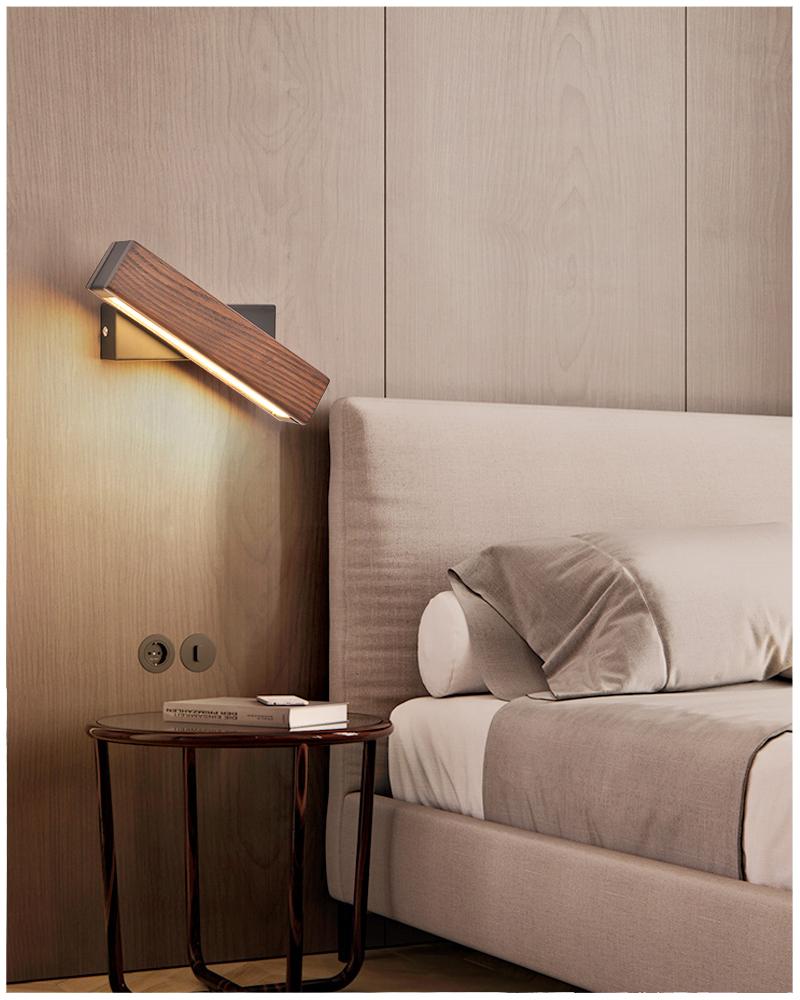Rotatable Wooden LED Wall Lamp - Jasper-Dark Wood-Small - 8.27 × 1.97 inches-Nora Luxe