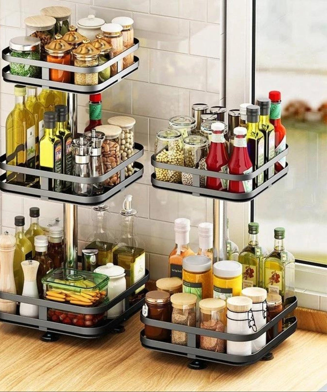 Rotating Storage Rack - TwistRack 360°-Square-1 Layer-Nora Luxe